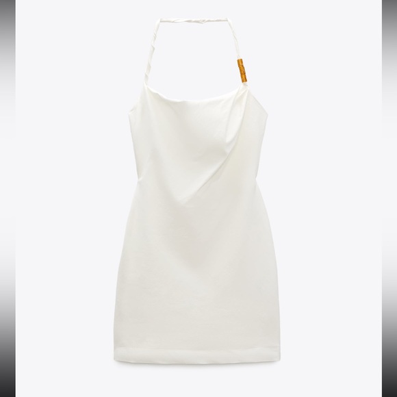 ZARA beaded mini dress in cream - Picture 2 of 8